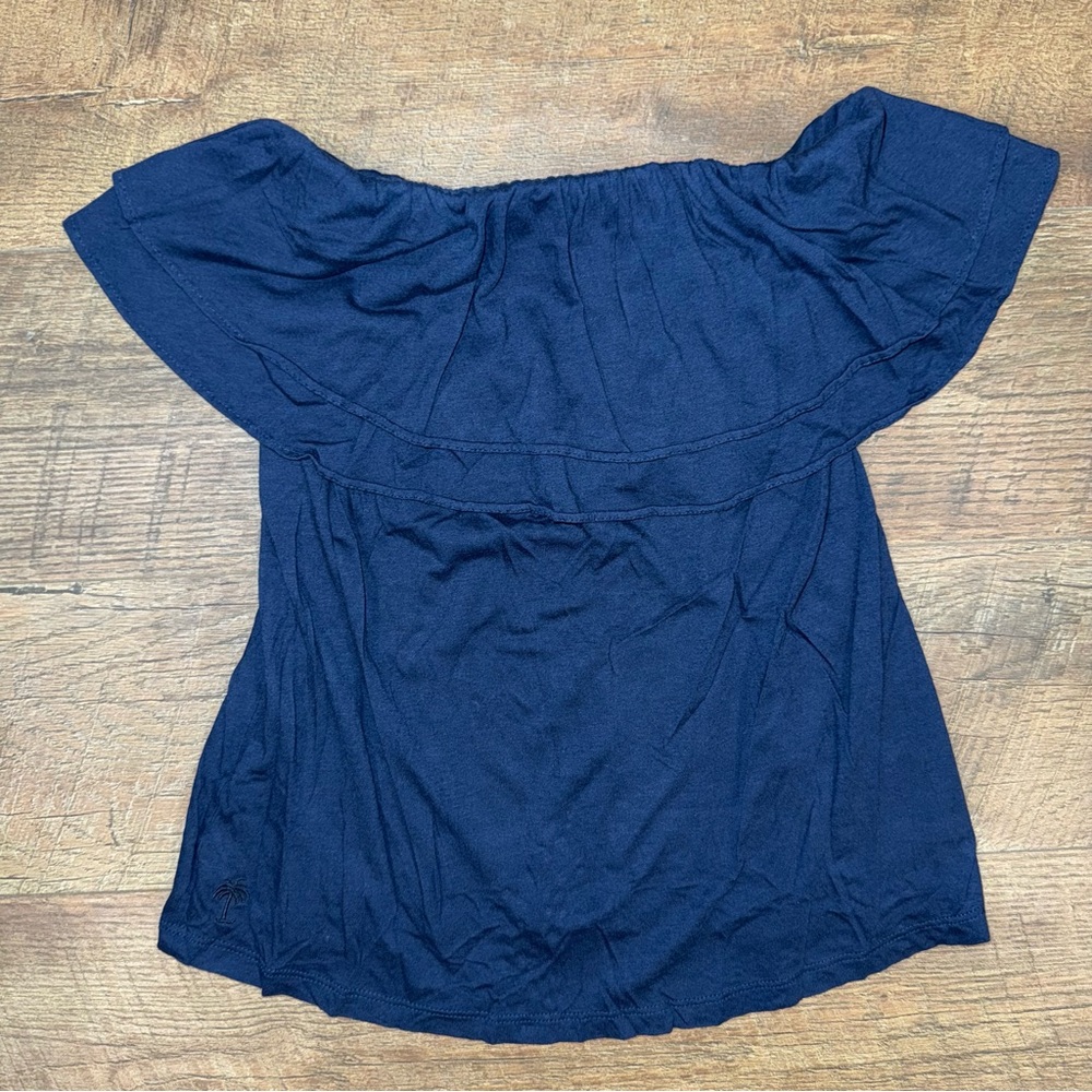 Lilly Pulitzer True Navy Rilo Ruffle Strapless Tube Top - Picture 2 of 10